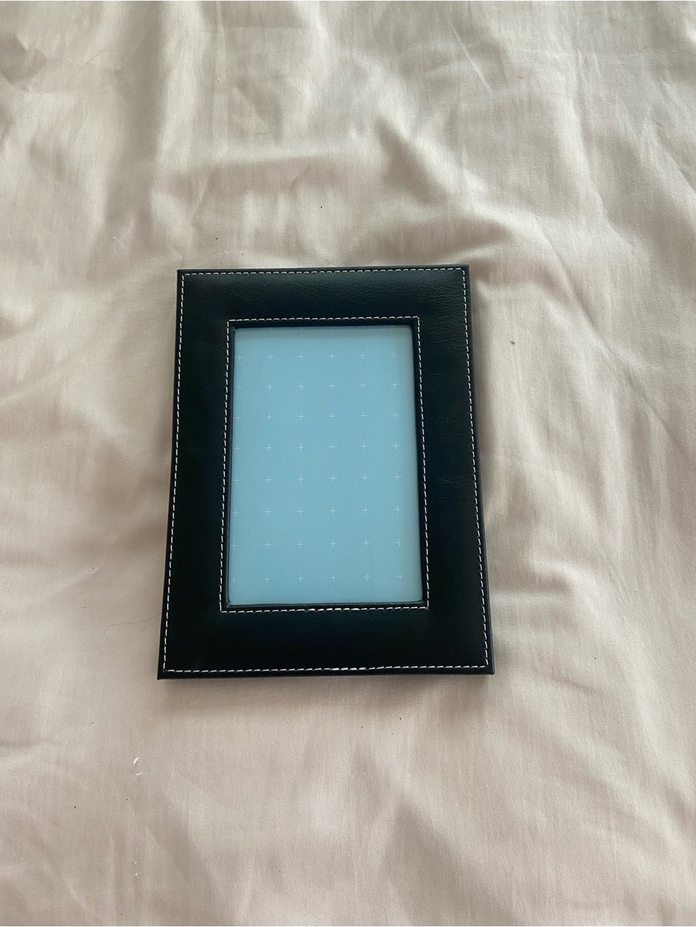 Black Leather-Stitched Photo Frame - Home Accents